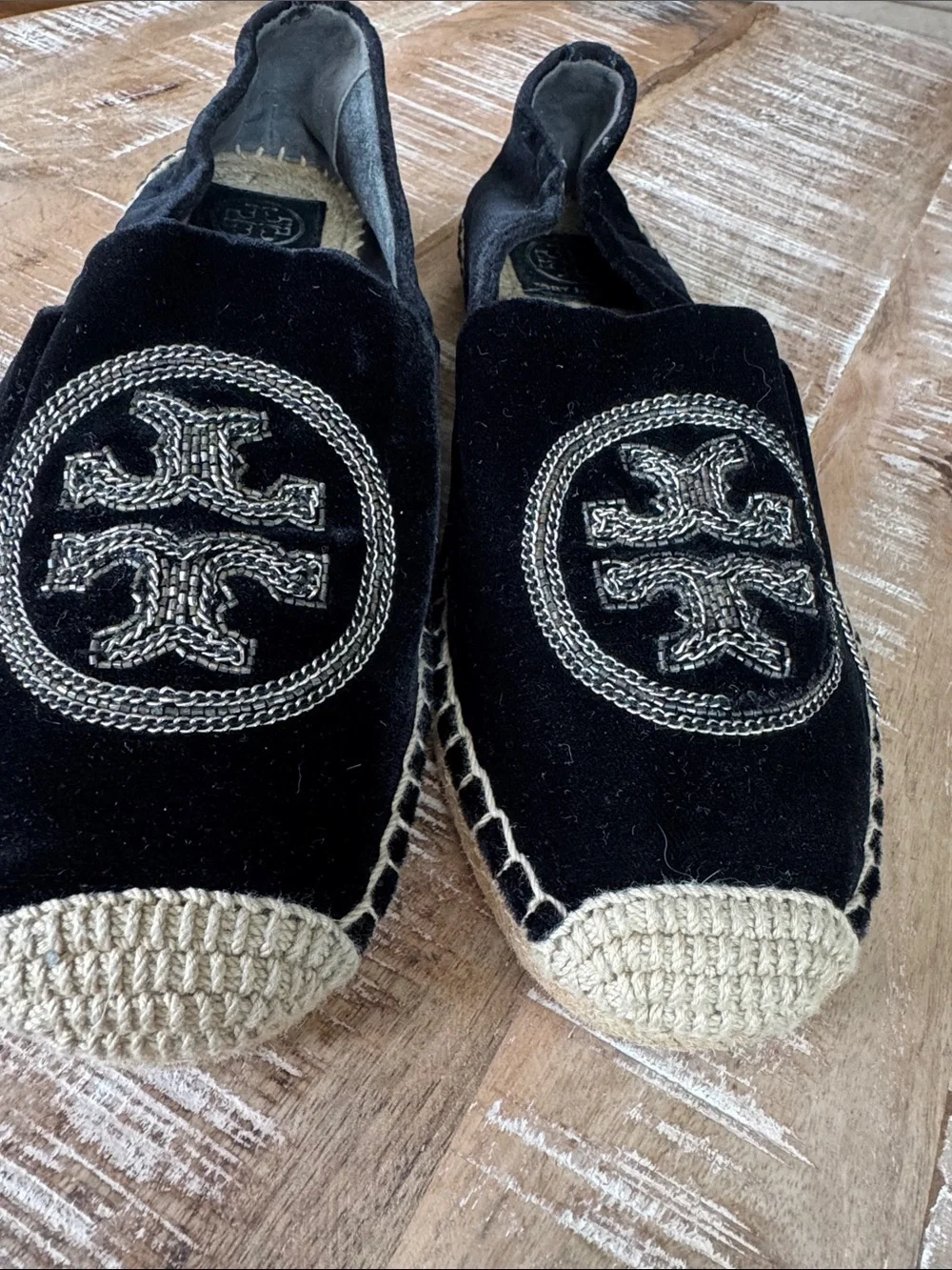 Tory Burch Black Velvet Espadrille 8.5